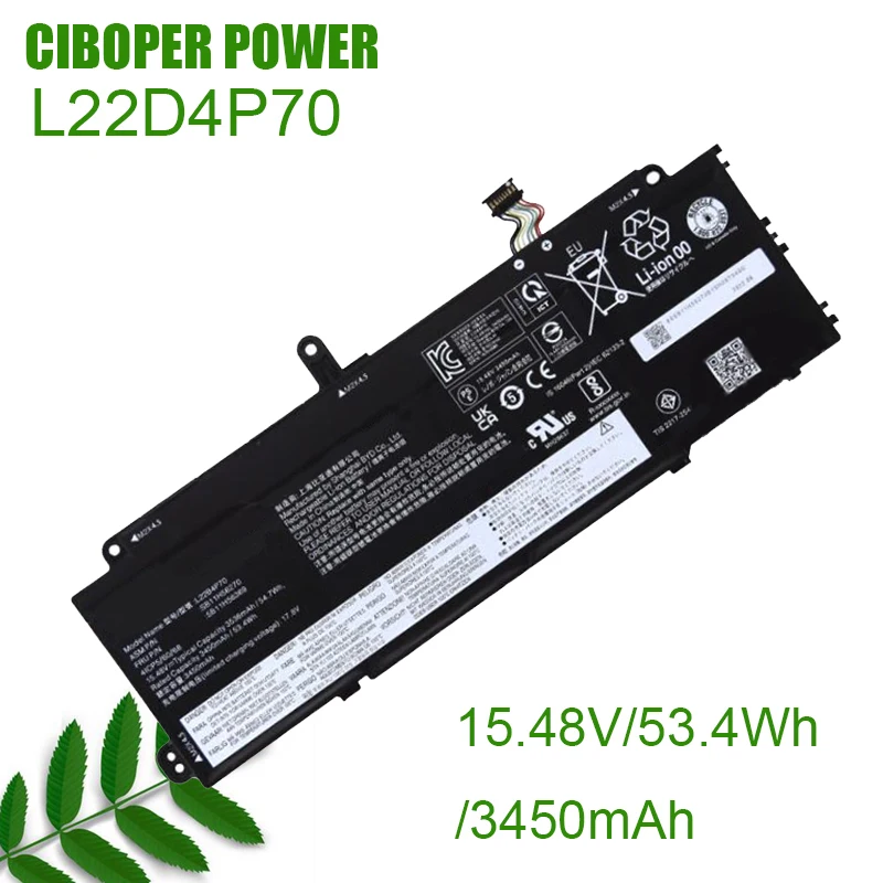 CP Laptop Battery L22D4P70 15.48V/3450mAh/53.4Wh L22B4P70 L22C4P70 L22D4P70 L22L4P70 L22M4P70 For ThinkPad X13 G4 Series