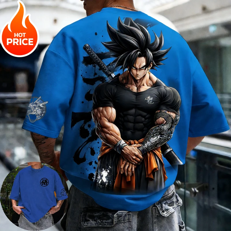 Son Goku Gym Dragon Ball Super Saiyan Harajuku Herren Sommer Baumwoll-T-Shirt Top Locker Sitzend Damen Streetwear Lässiges Kurzarm-Shirt