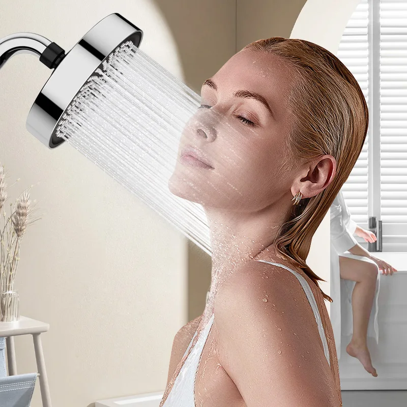 

6-Inch High Pressure Shower Head - 3cm Thick Design, 360 Anti-Clog Silicone Jets, Strong Spray & Universal Rain Head