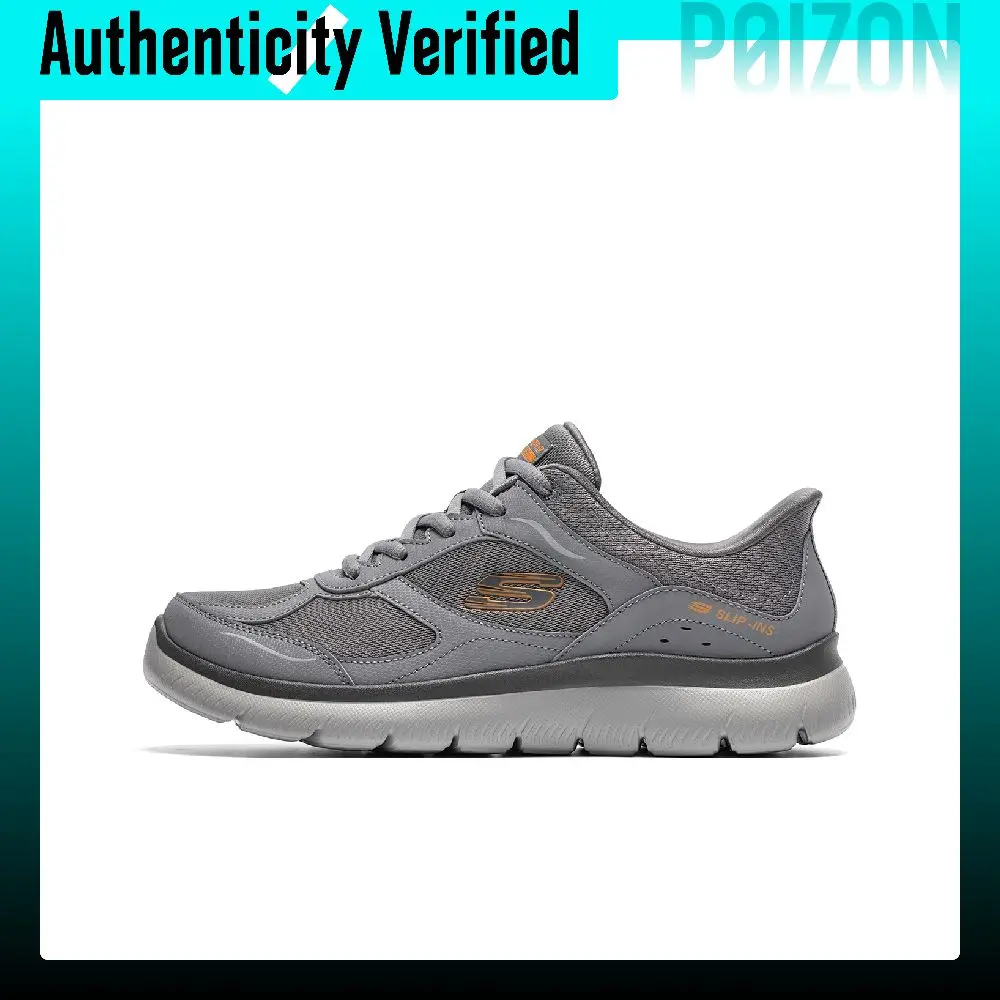 Skechers Slip Ins Textile, Synthetic Leather Low top Running Shoes Men's Charcoal Gray 232767-CHAR