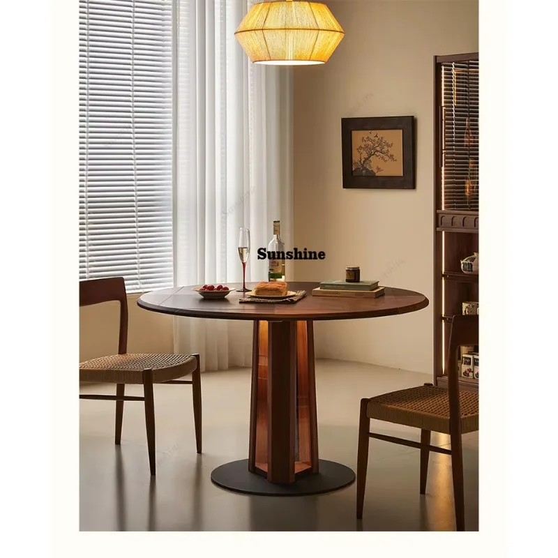 

North American black walnut solid wood folding square table variable round table household medieval dining table FT