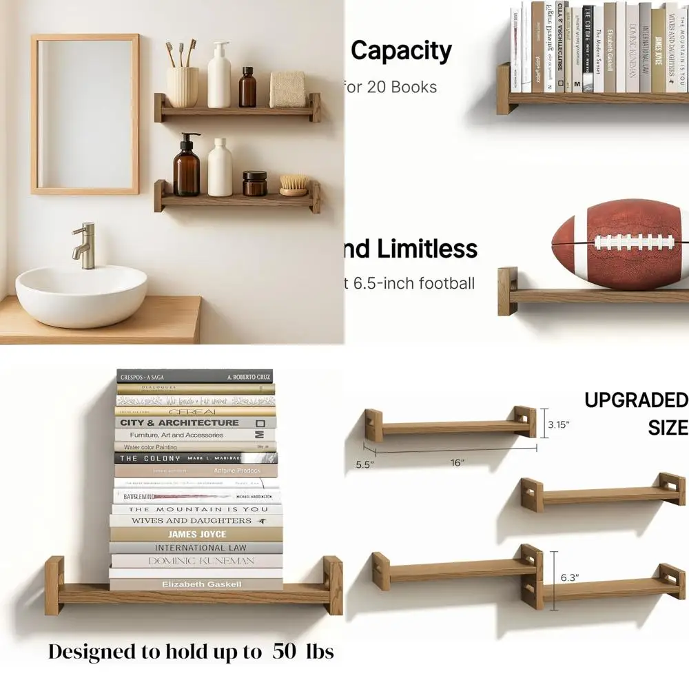 

Набор из 4 плавающих полок из массива дерева ореха в деревенском стиле, 16 настенных креплений для домашнего декора в различных помещениях — прочная натуральная сосна