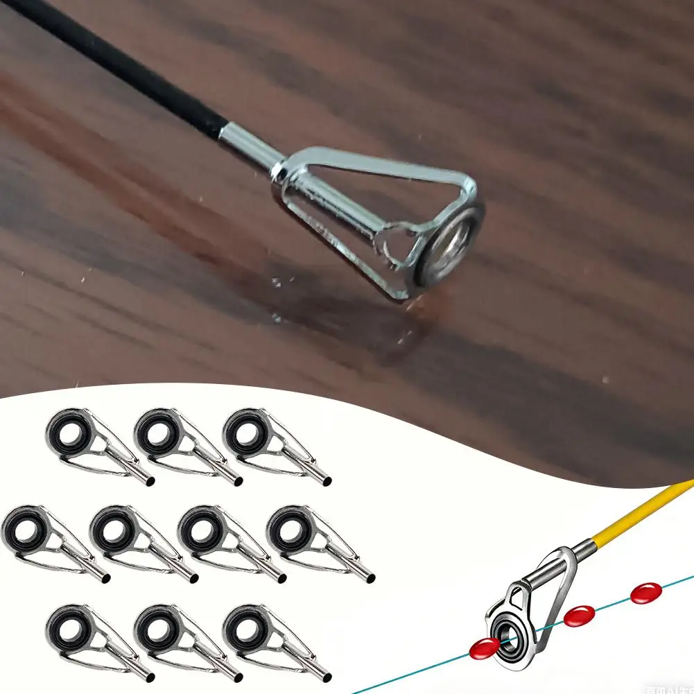 10PCS Metal Fishing Top Rod Guide Porcelain Ring DIY Fishing Pole Tip Repair Rod Tip Accessories Fishing Tackle Pesca