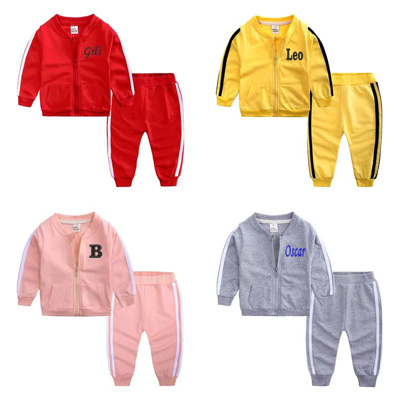 Custom Embroidered Baby Lounge Set Personalized Name Unisex Jogging Set Baby Sweatsuit Set Kids Loungewear Tracksuit Outfit