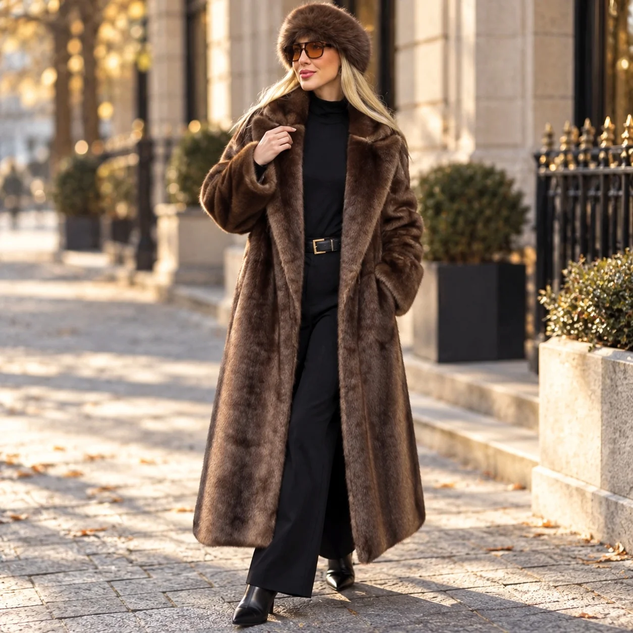 No Hood Long Sleeve Coat Elegant Professional with Notched Lapel Extra Long Length Regular Sleeve Coats Women Winter Jacket