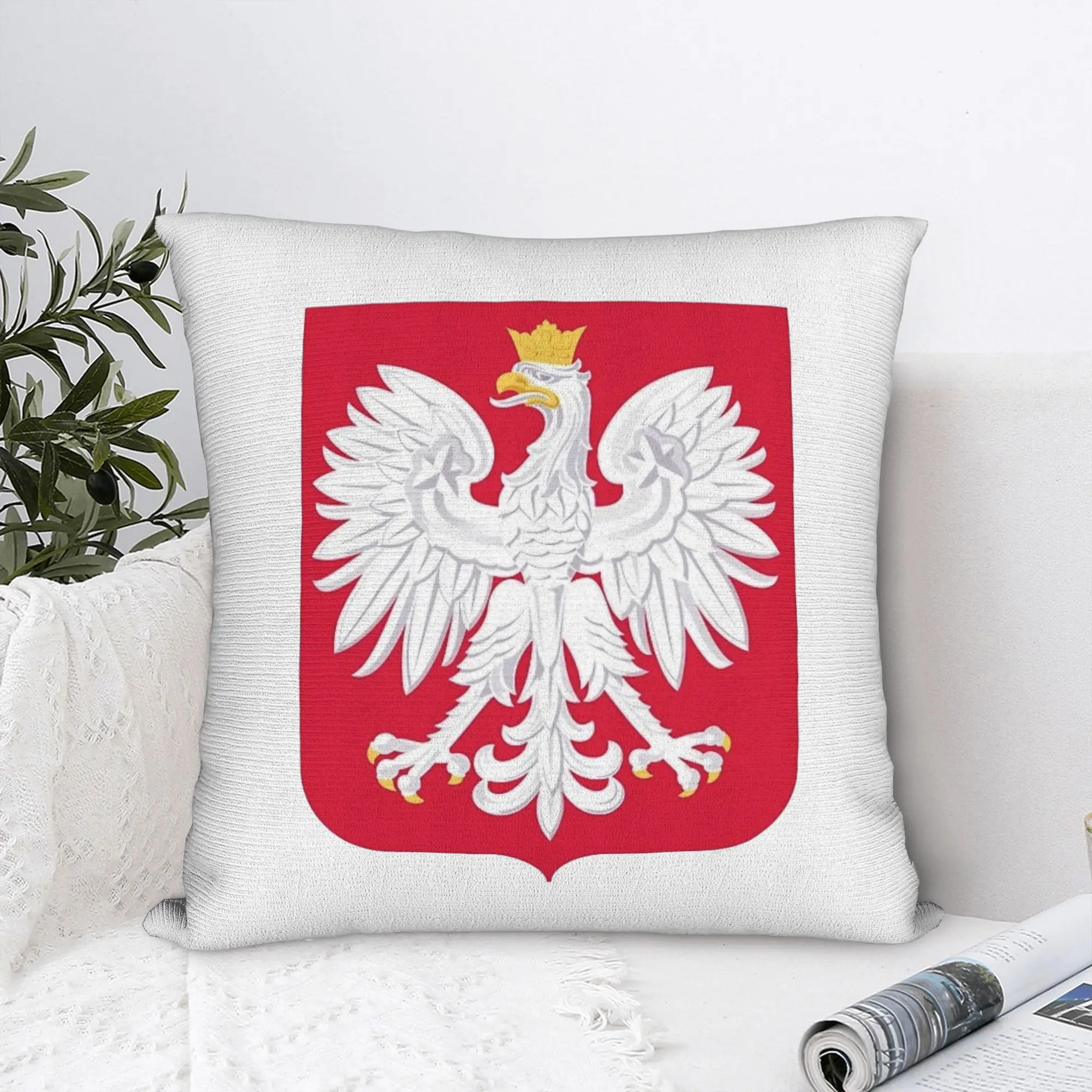 Polish Coat of Arms Polska Flag Pillowcase Cushion Cover Decorations Arms Of Poland  Throw Pillow Case Cover Car Zipper 45*45cm