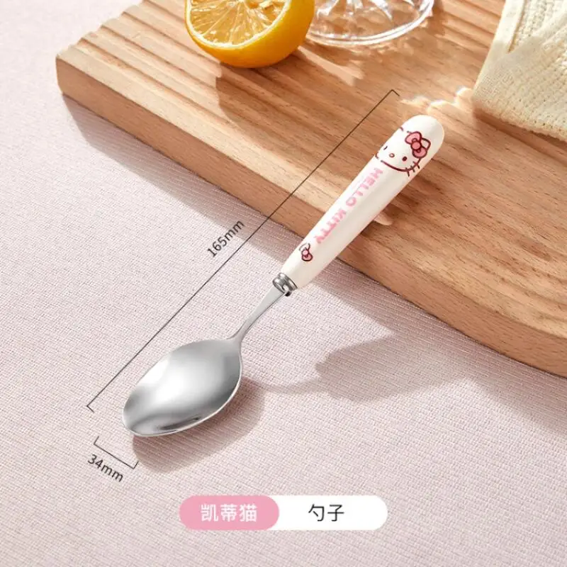 سانريو ماي ميلودي سينامورول هالو كيتي شوكة ملعقة منتج جديد ضرب المنتج Kawaii الكرتون المحمولة طالب الكبار الطفل لطيف