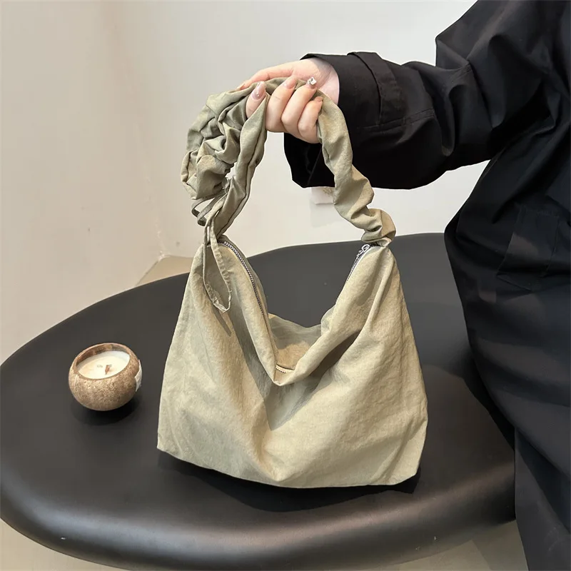 2025 Autumn Tote Bag - Extra Large Plain Canvas Crossbody Bag, Wrinkled Handle, Lightweight & Durable
