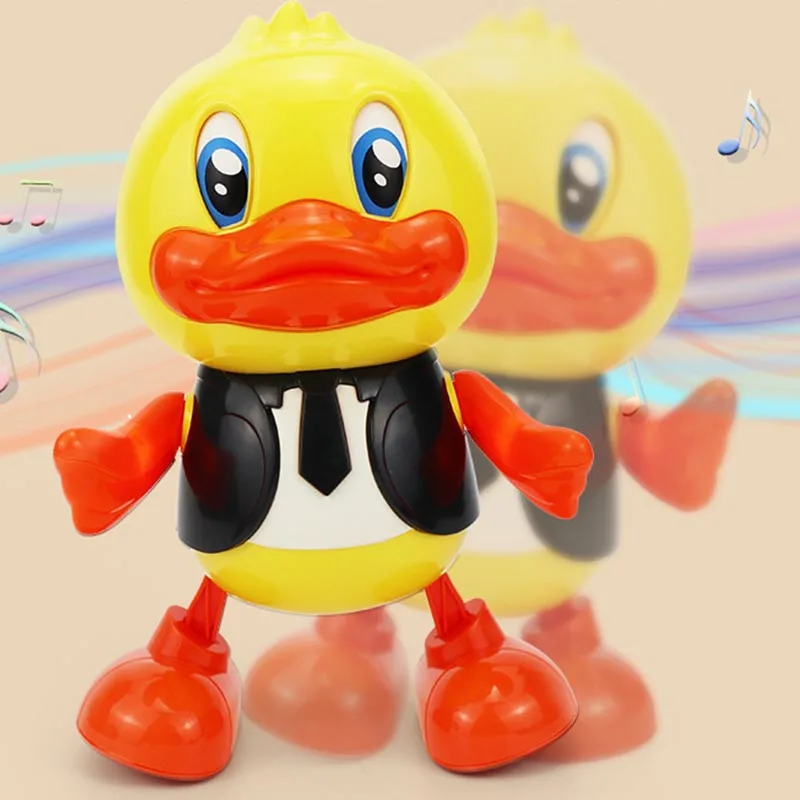 Electric Dancing Duck Funny Blink Eyes Flashing Light Shake The Body Cute Musical Cartoon Animal Educational Toy Children Gift