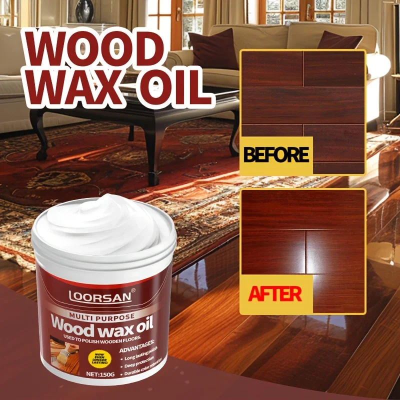 Furniture and Floor Wood Wax Oil | Quick Application Almond Oil and Natural Beeswax Polish Cream | Restore and Protect |