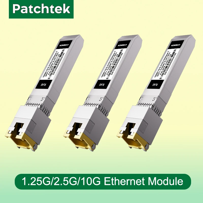 

Patchtek 1.25G/2.5G/10G GBASE-T SFP+ Copper Module to RJ45 CAT6a-Auto-Negotiation Ethernet Module SFP+ Copper Cable Adapter-1PCS