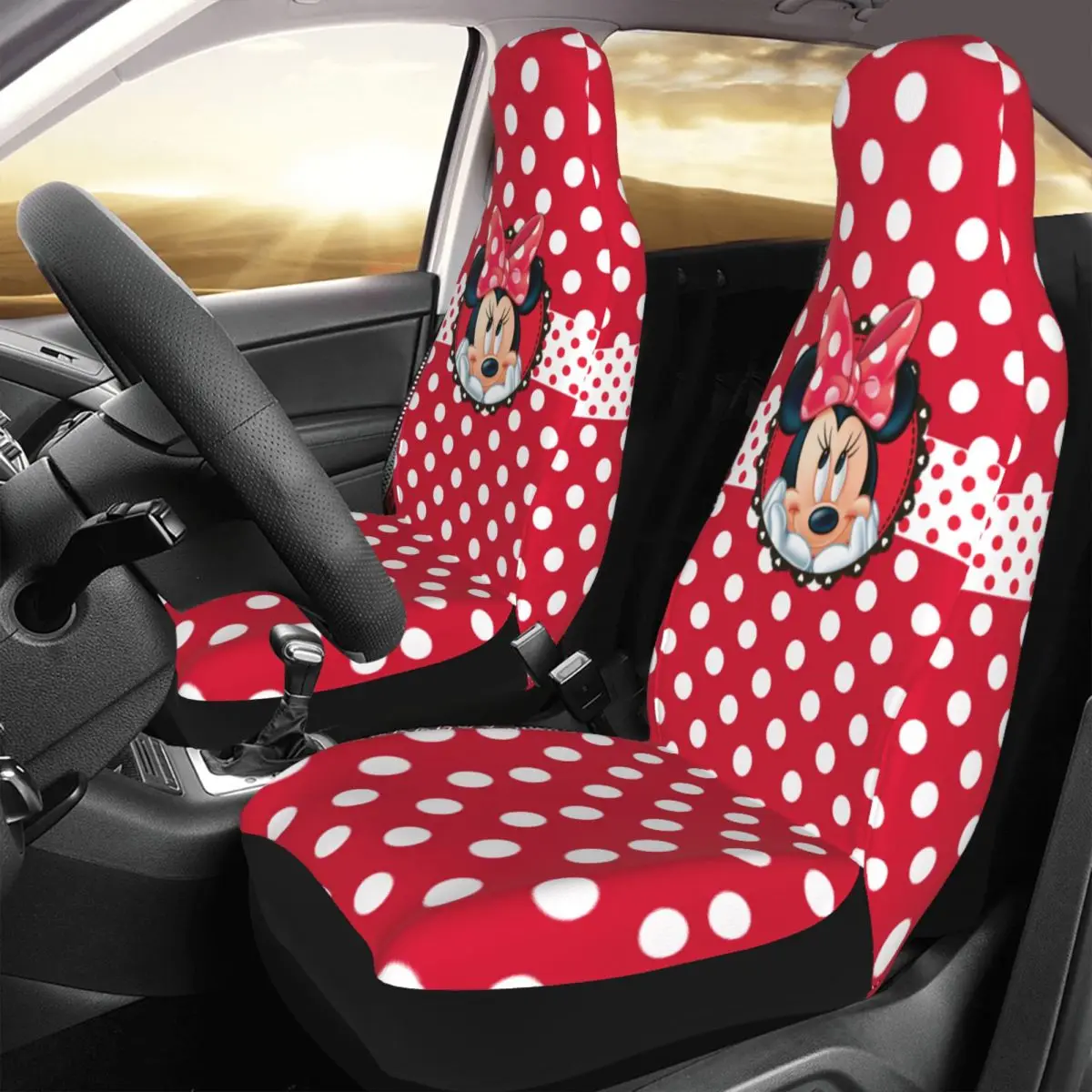Minnie Mouse Car Protective Accessories Front Seat Covers for Vehicles Universal Fit Seat Covers for Car Suv Truck