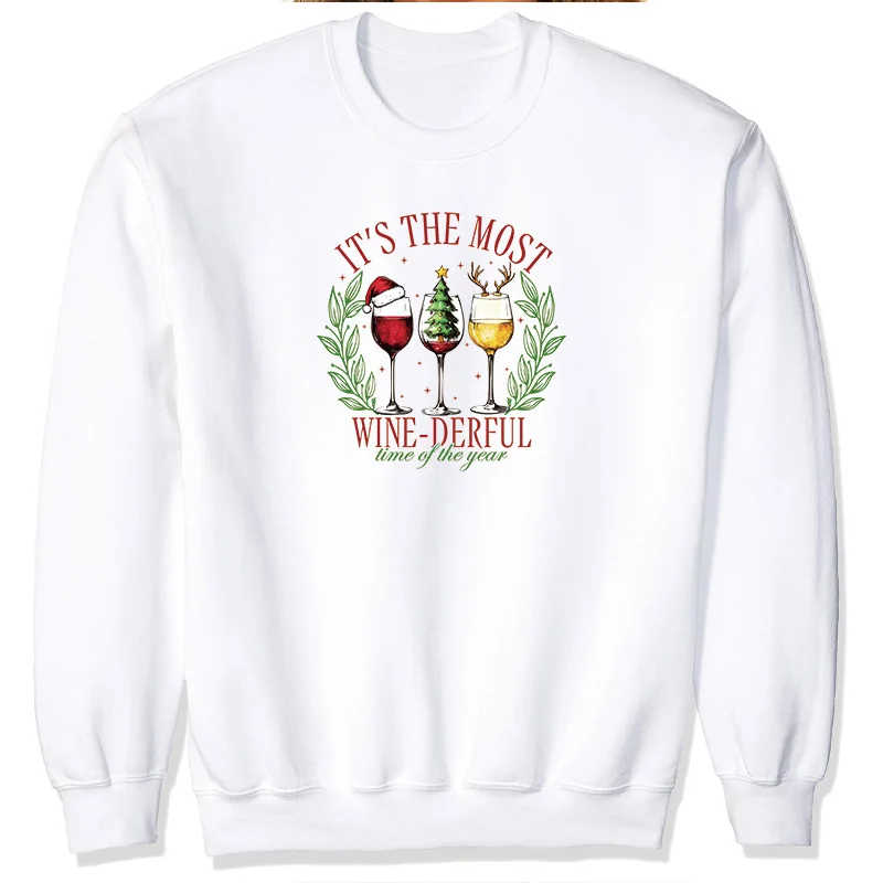 عيد الميلاد النبيذ تصميم نقل الحرارة DTF الحديد على ملصق ملون تصميم ملون للملابس بلايز سترة بقع قابل للغسل