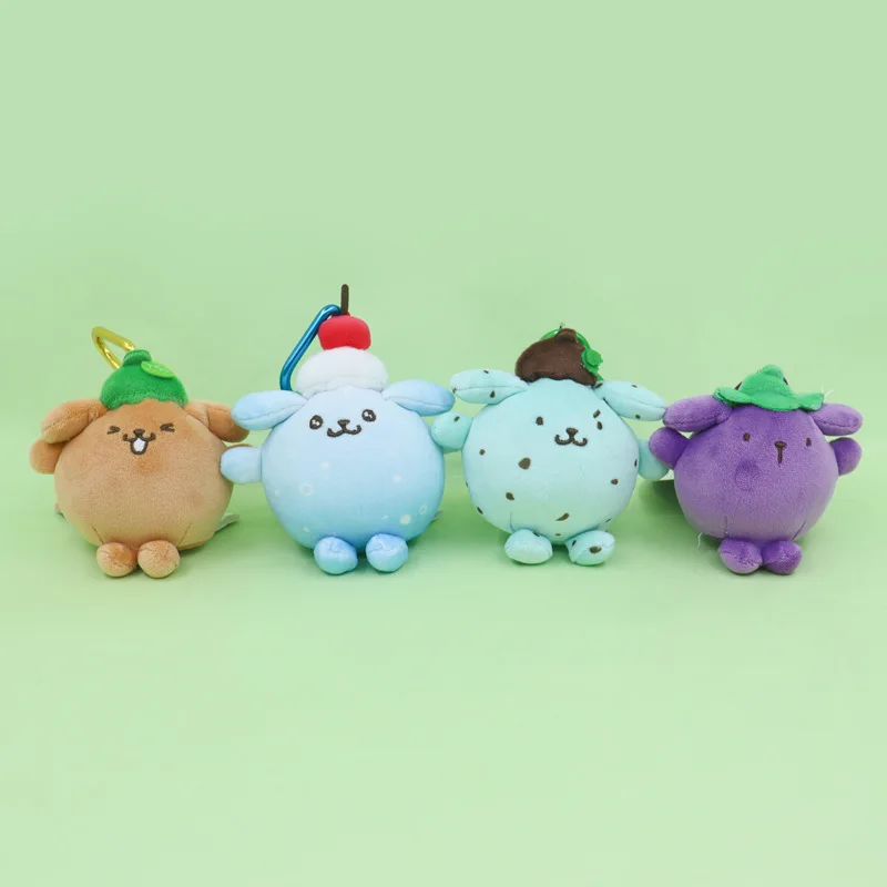 

Kawaii Sanrio Pompompurin Fruit Plush Pendant Cute Soda Pudding Dog Themed Plush Keychain for Fans & Bag Decoration