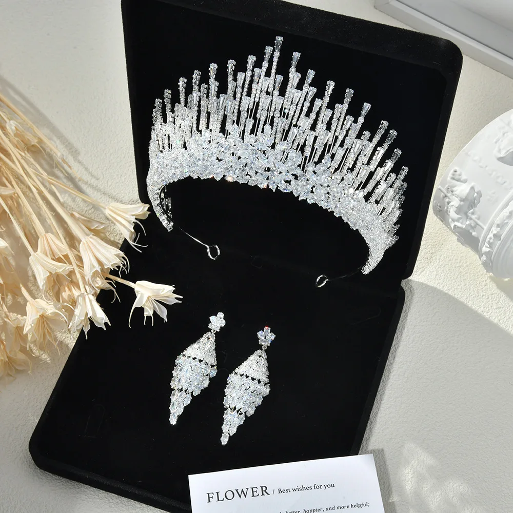 تاج تاج الزفاف الفاخر لغطاء رأس الزفاف الزركون كريستال الملكة الأميرة تاج لمهرجان النساء الإكليل خوذة الحفلات #2