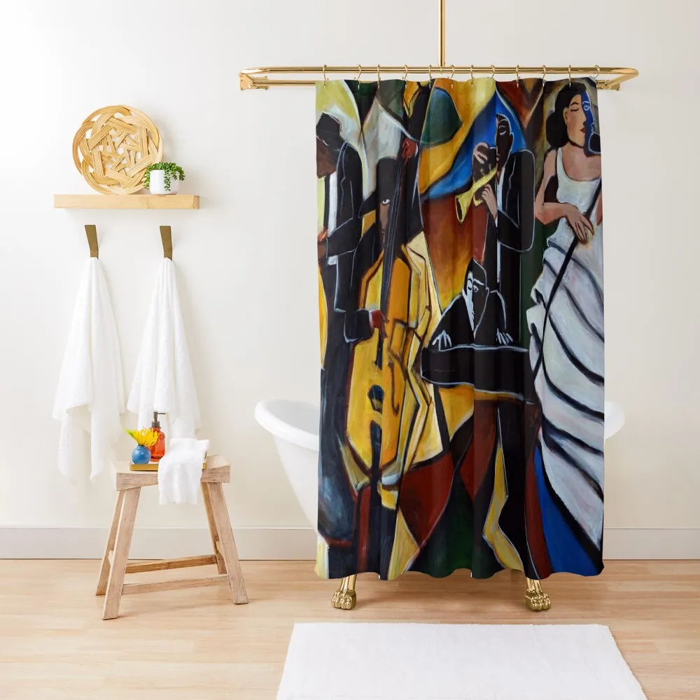 

The Jazz Group Shower Curtain Bathtub Waterproof Bathroom Shower Shower Bath Anime Curtain