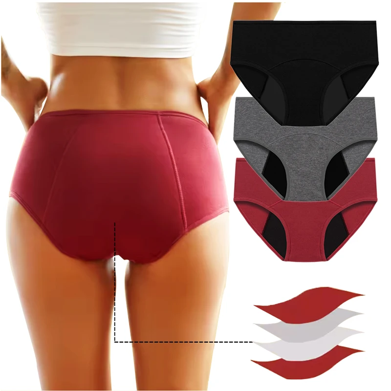 2pcs Woman Menstrual Panties Large Size Female Period Brief Leakproof Physiological Underwear Cotton Breathable Postpartum Panty