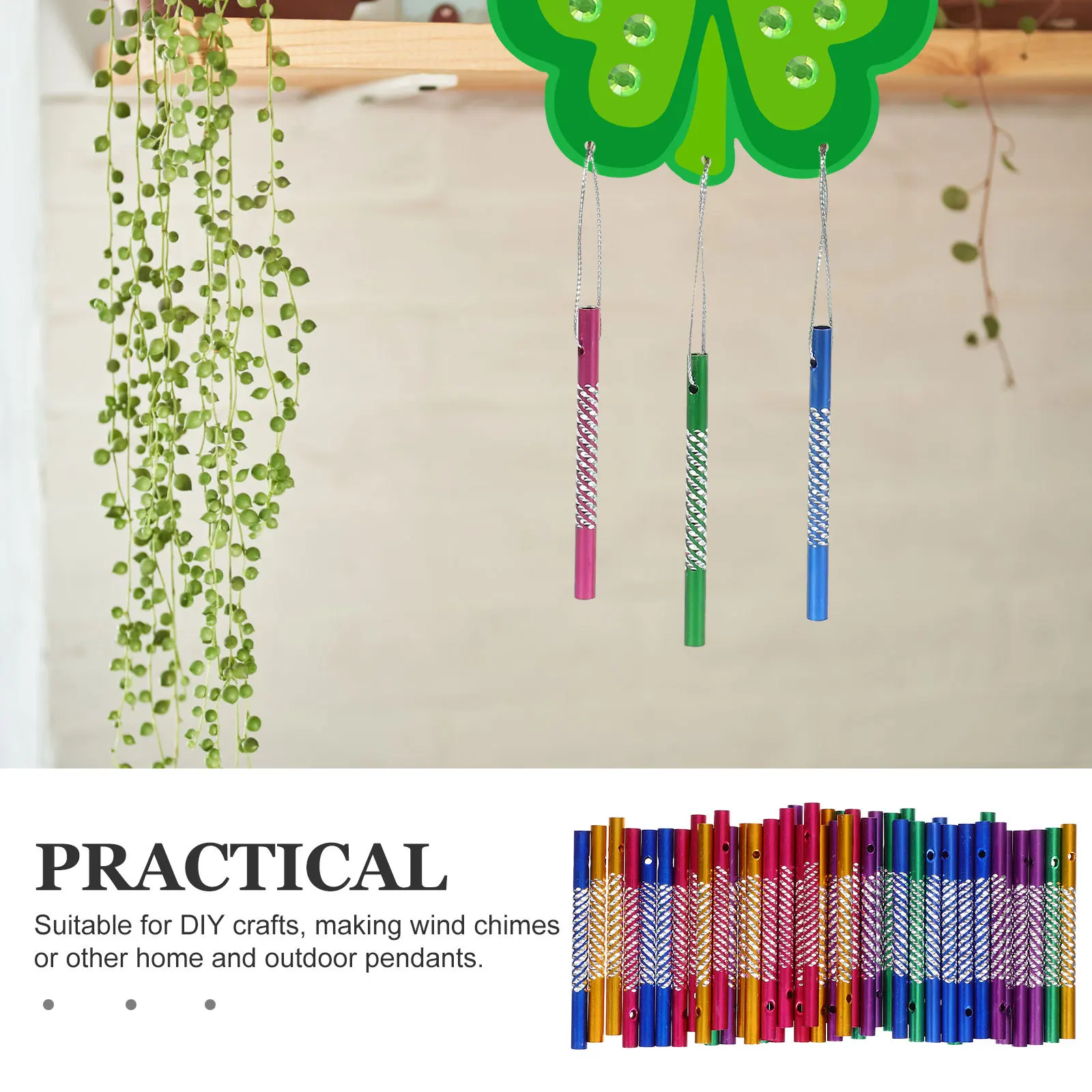 

50Pcs Aluminum Wind Chime Tubes Easy to Use Pre-Drilled Design Perfect for DIY Crafts and Pendants Wind Chime Tubes