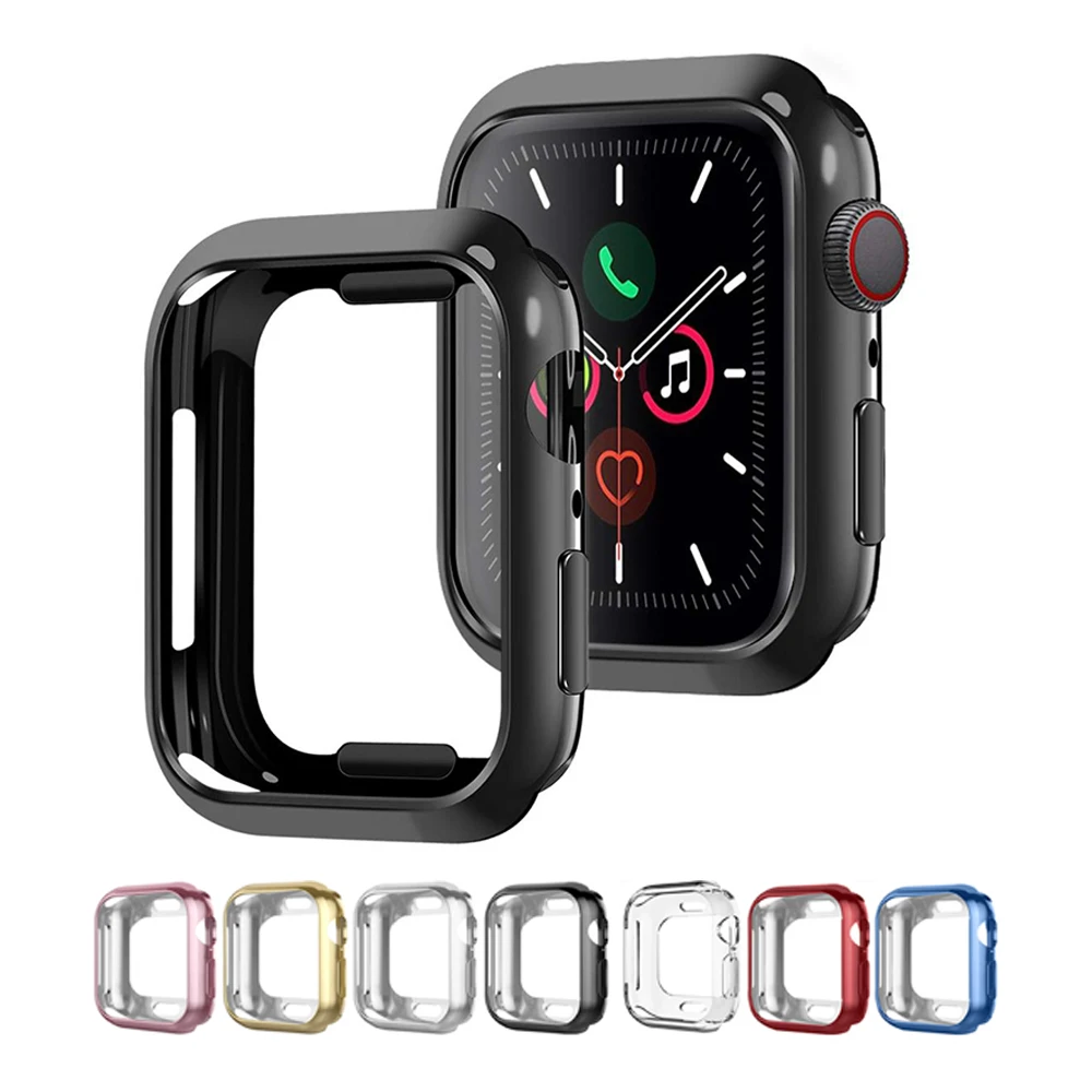 Case for Apple Watch series 8 45mm 41mm 44mm 40mm 42mm 38mm Accessories Soft Plated TPU Bumper Protector Cover iWatch 3 5 6 7 SE