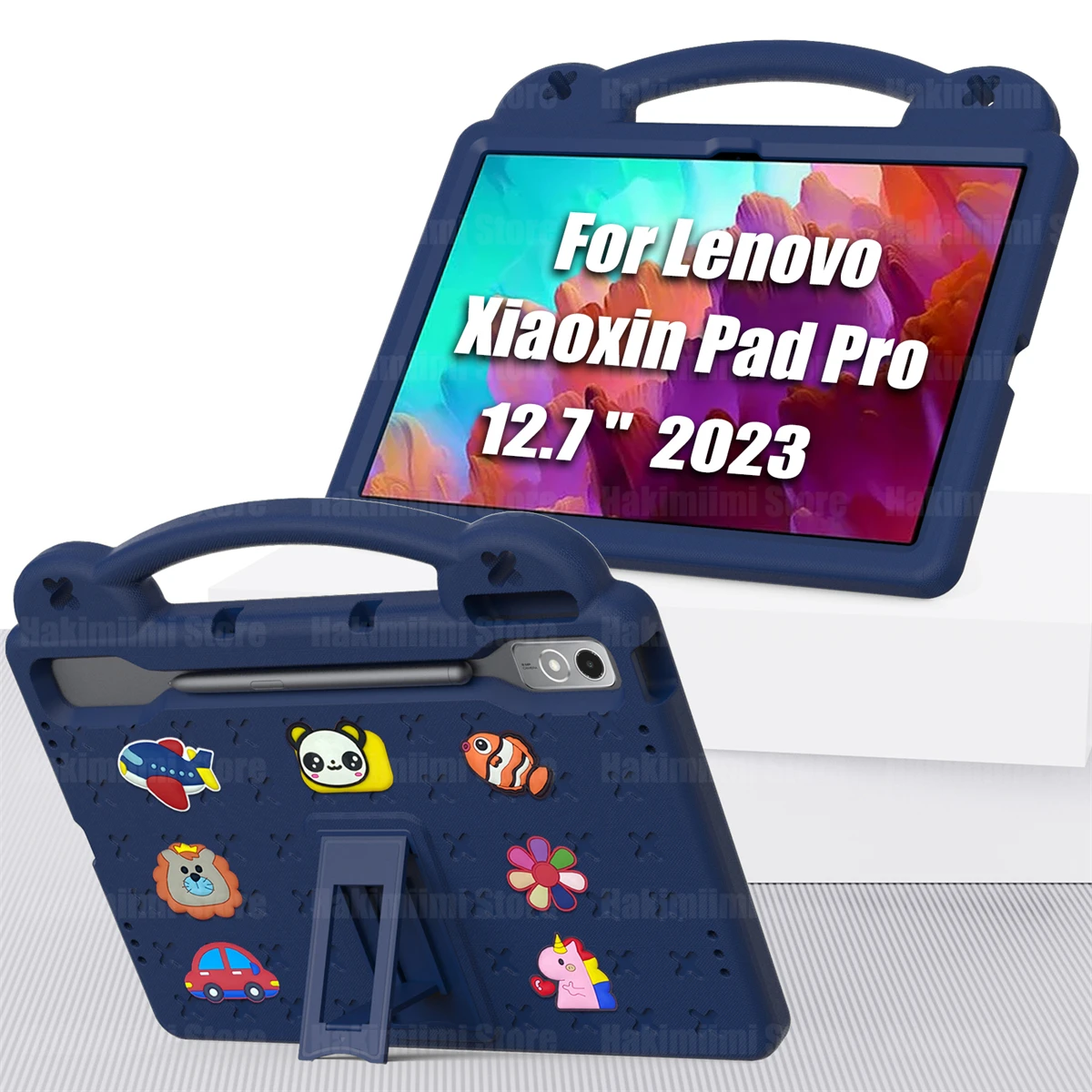 Casing untuk Lenovo Xiaoxin Pad Pro (12.7 inci), 2023 genggam tahan guncangan tahan jatuh membawa dukungan dengan pemegang pena EVA penutup anak-anak