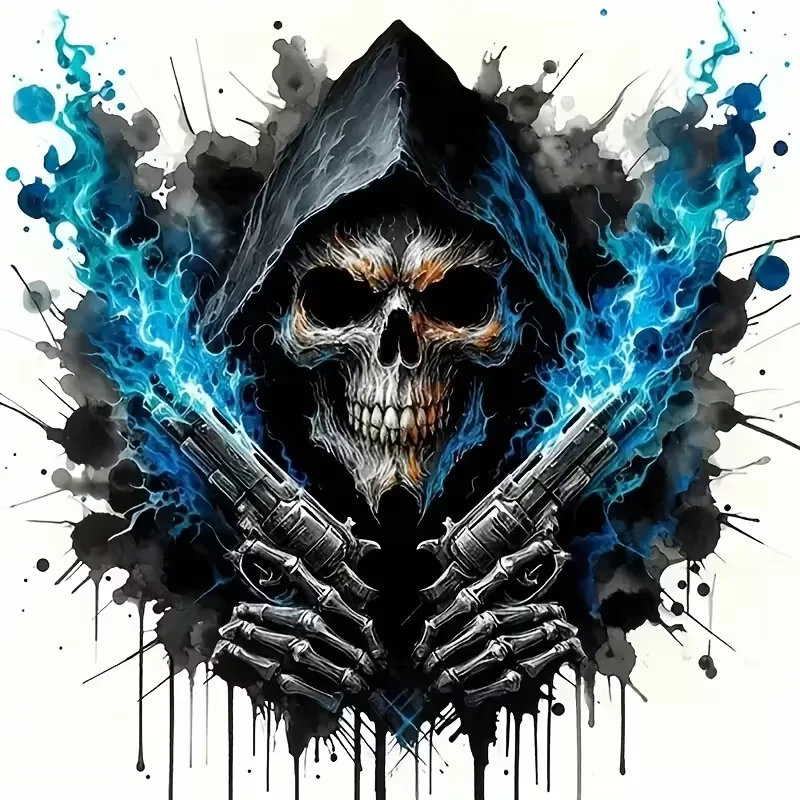 Blue Flame Skull Creative Sticker; Multifunctional Stickers with Glowing Blue Lightning Design