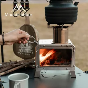 Mountainhiker-Fogo Square Square Portable, Stainless Steel, Outdoor Heater, Picnic, Walks, Camping, Wooden Burner 8 Main Sales Fogao to Portatil Wood - №6