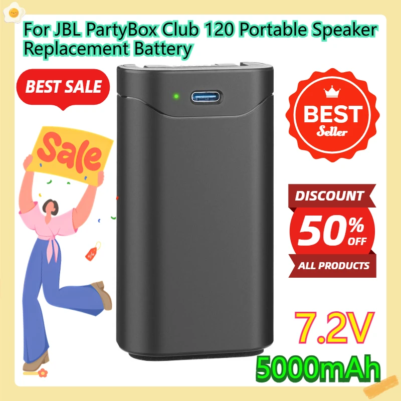 

For JBL PartyBox Club 120 Portable Speaker Replacement Battery 5000mAh