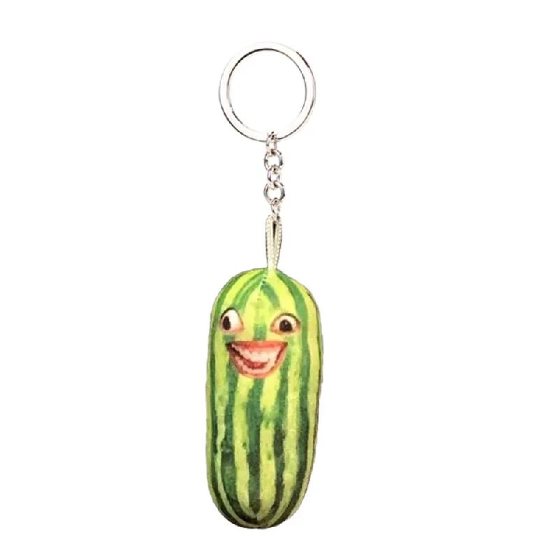 Funny Watermelon Strips Plush Keychain Creative Fruit Doll Keyring Women Backpack Bag Pendant Kids Birthday Gift Accessories