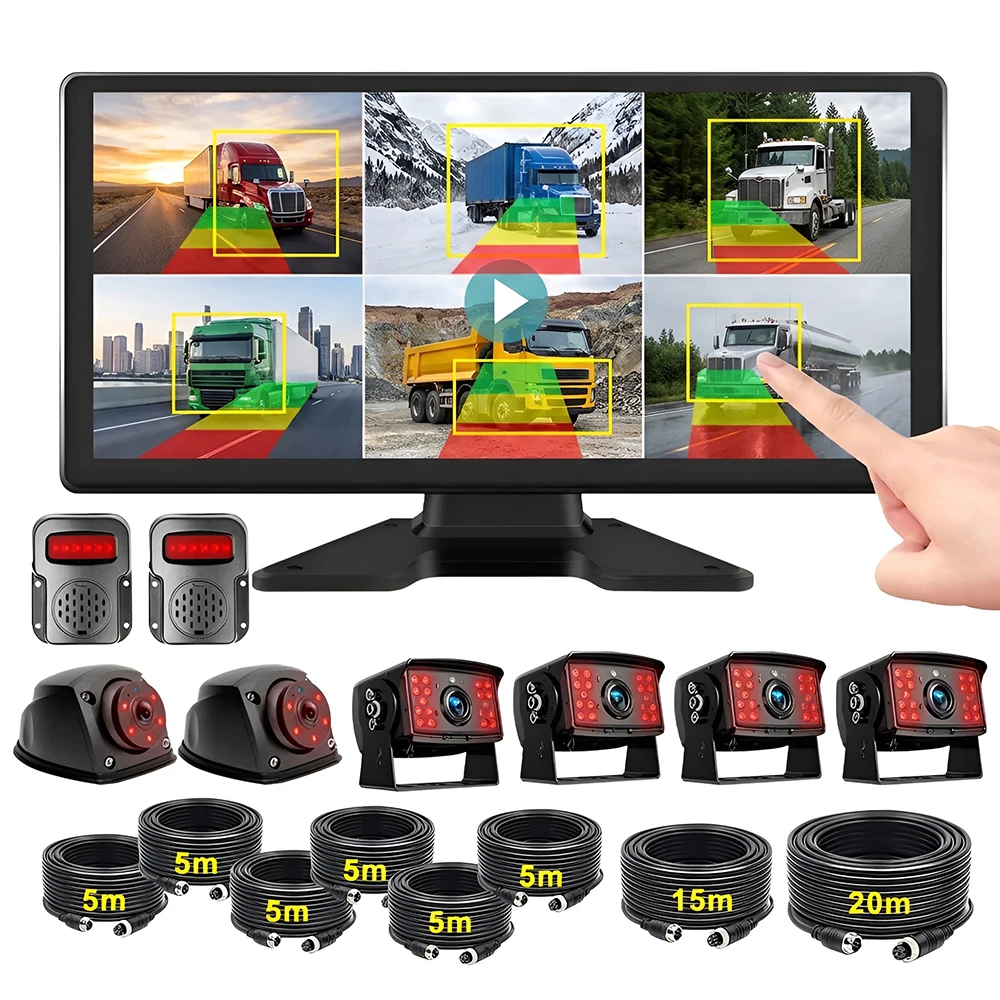 Heavy Duty Truck Bus 6CH BSD Blind Spot Alarm Backup Camera System 10.36