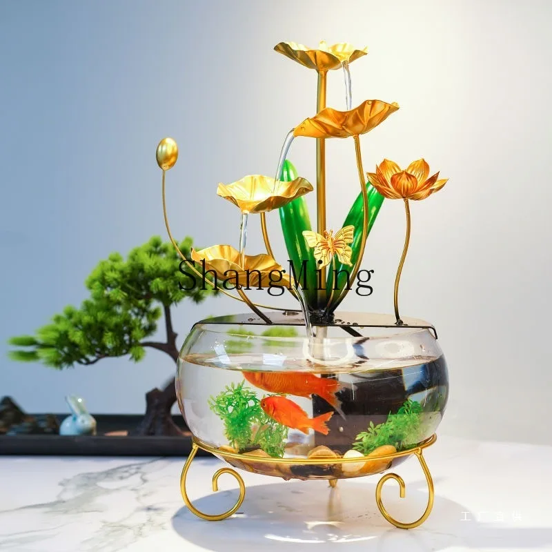 

SM running water ornament glass fish tank humidification living room entrance office good luck fish tank