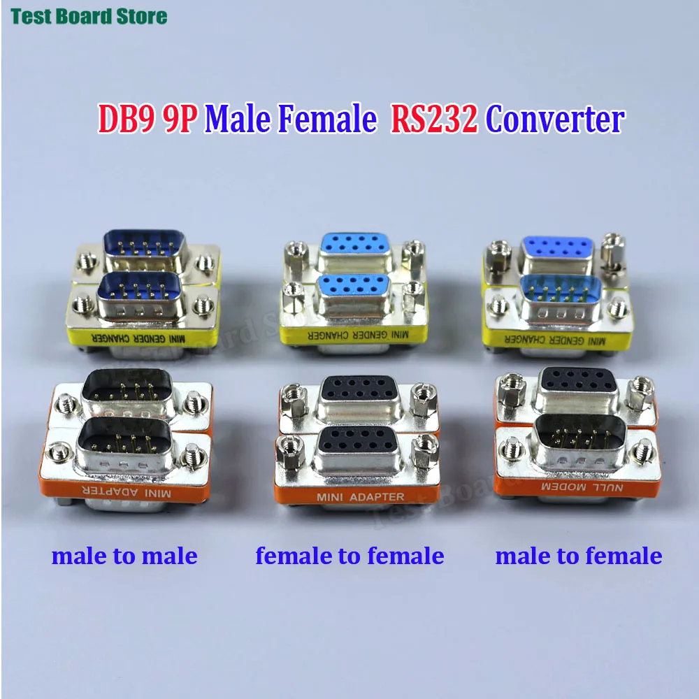 1/2/5PCS DB9 9P Mini Null Modem Female To Female/Male To Male/Female RS232 Serial Port to VGA Converter
