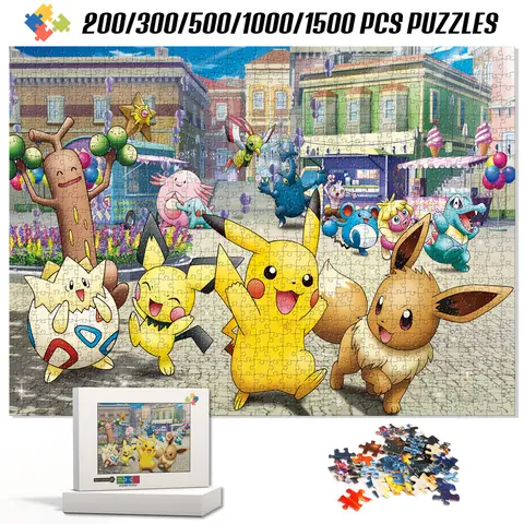 Children's Cartoon Game Jigsaw Puzzle Pokemon Cartoon Cute Tangram Game for Children Multiple Size 200/300/500/1000/1500 Pieces