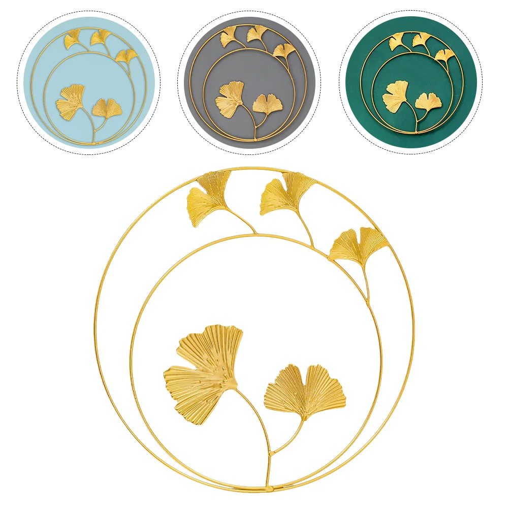 

Ginkgo Leaf Wall Decoration Hanging Vintage Home Creative Leaves Adornment Nordic Round Delicate Metal Party Golden Iron