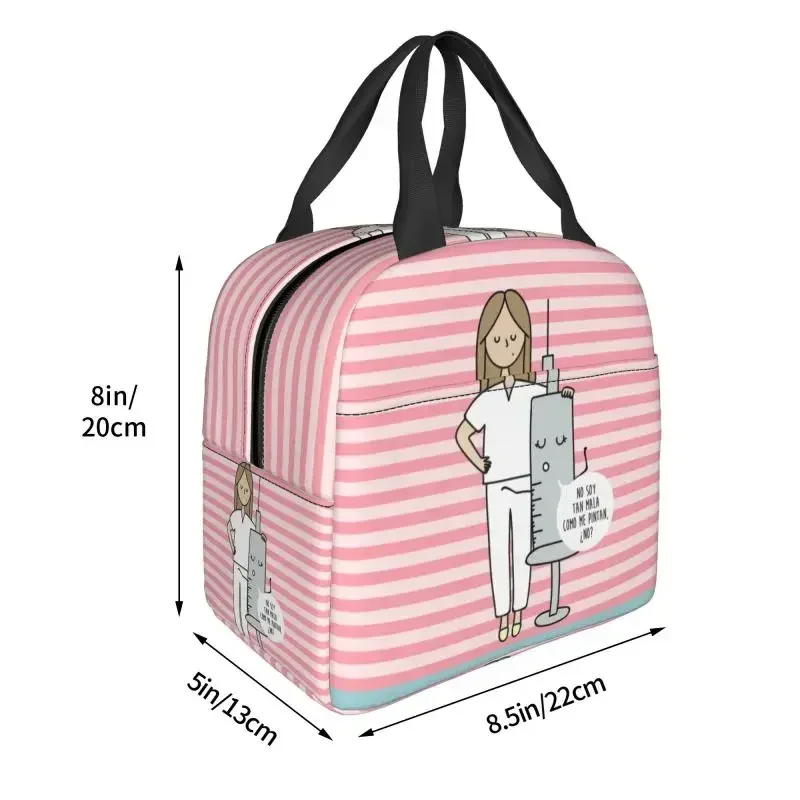 Cartoon Damen Krankens ch wester Arzt gedruckt Lunch Bag Frauen wieder verwendbare Kühler wärme isolierte Lunchbox Multifunktions-Food Bento Box