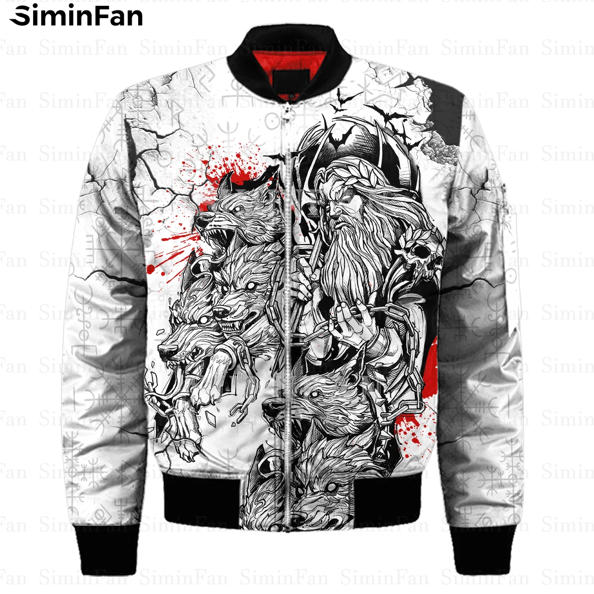 

Black Viking Tattoo 3D Printed Mens Bomber Jackets Flight Outwear Winter Autumn Unisex Women Thick Zipper Coat Quilted Cotton