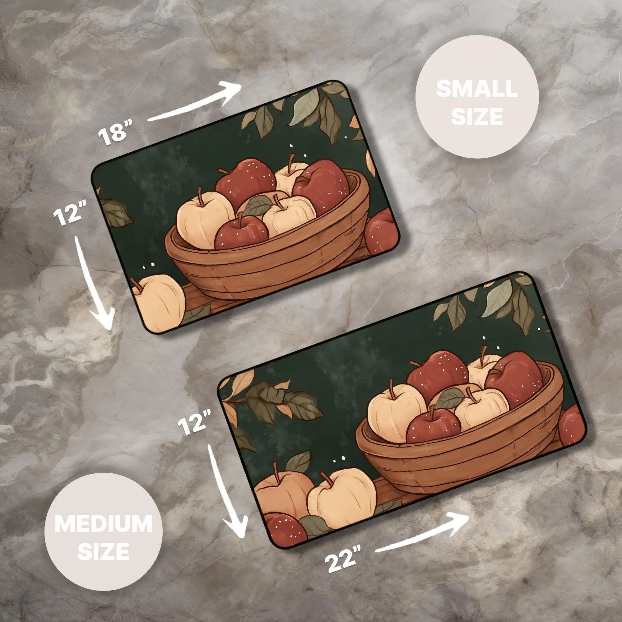 Cottagecore Fantasy Apples Desk Mat Fall Rustic Charm with Autumn Leaves Nature Inspired Design Cottage Dark Academia Mouse Pad