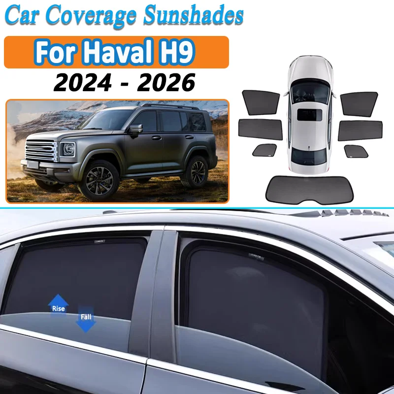 

Car Mesh Windows Sun shades For Haval H9 MK2 2024 2025 2026 Side Windows Sunshades UV Protection Sun Visor Magnetic Accessories