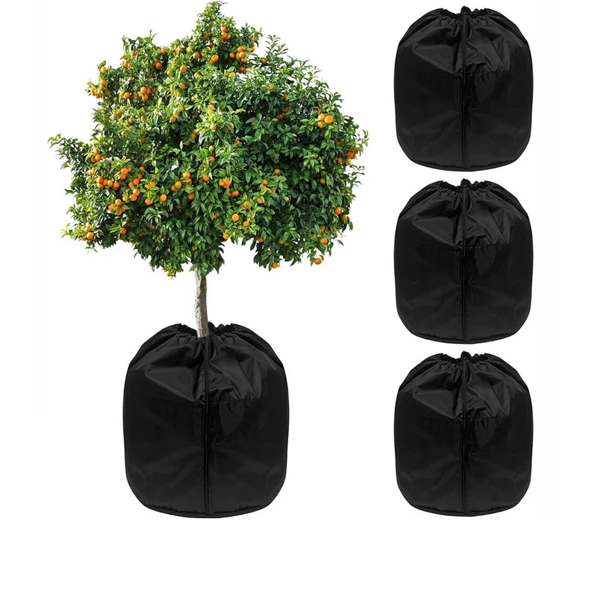 Winter Flower Pot Plant Protection Warm Cover With Zipper Drawstring Protective Cap for Plants Greenhouses Protectors Mesh Hood