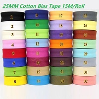 25mm  Cotton Folded Bias Tape Ironed Bias Binding for Garment Table  Quilt DIY craft sewing Cloth tape 10M/Roll 15M/Roll