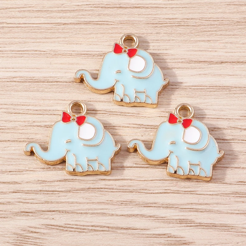 10 stücke Nette Blaue Farbe Emaille Tier Vogel Pinguin Katze Blume Charms Anhänger für Schmuck Machen DIY Ohrringe Halsketten Handwerk geschenk – Detail 23