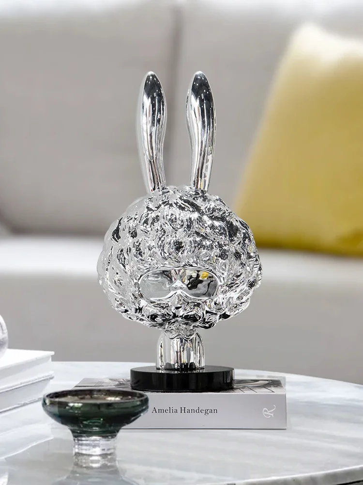 Electroplated Rocket Rabbit Resin Ornaments, Long-eared Handicrafts, Bedroom Study, Home Soft Decoration