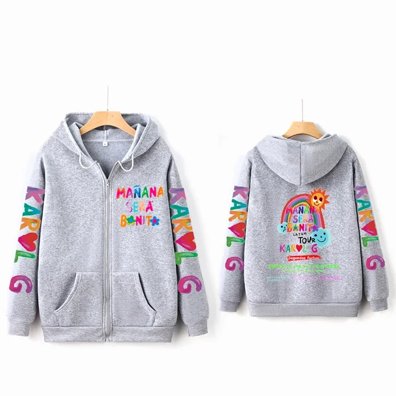 Y2k Zip-Up Hoodie for Men and Women, Karol GG Bichota Full Zip Hoodie Mana Sera Bonito Cartoon Print Sweatshirt,Loose Streetwear images - 6