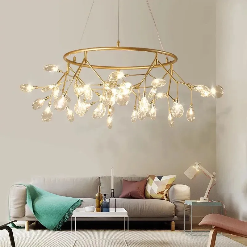 Imagem -04 - Nordic Designer Chandelier Heracleum Luz Sala de Estar Quarto Cozinha Preto e Dourado Círculo de Led Luminárias