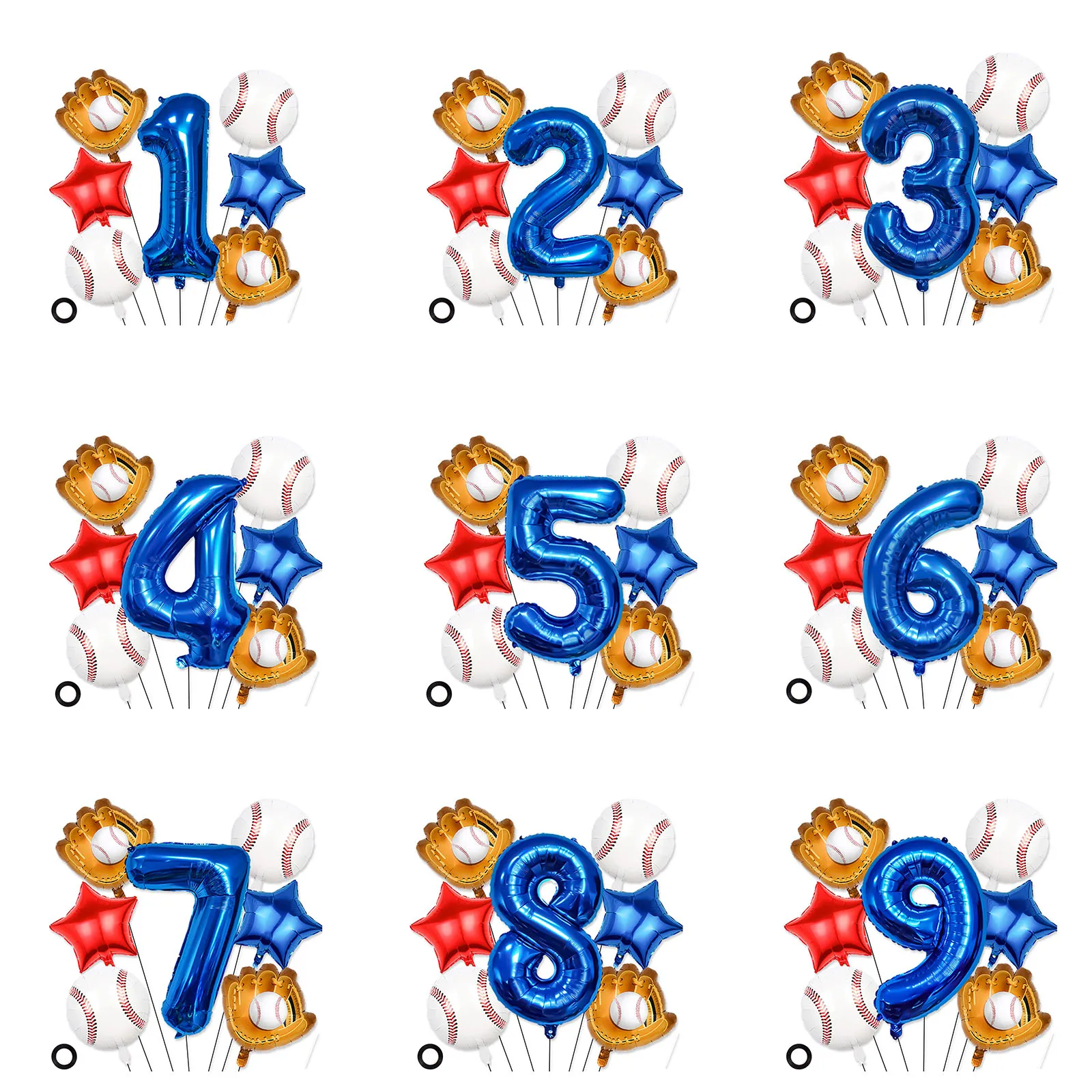 40-Zoll-Baseball-Ballon-Set mit Zahlen, Aluminiumfolien-Ballon, Geburtstag, Jahrestag, Feier, Baseball, Sport, Mottoparty-Luftballons