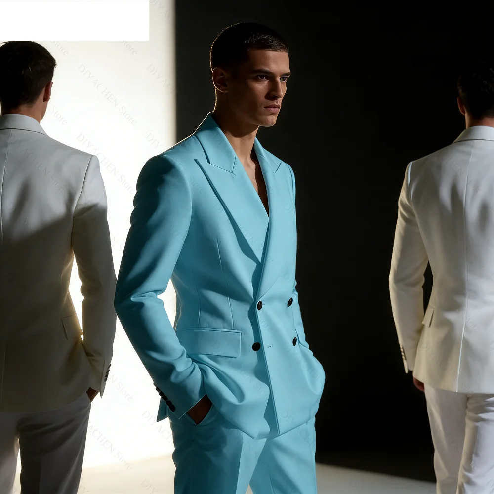 

Мужские белые костюмы, 2 предмета, однотонные, повседневные, для офиса, деловые, мужской костюм, для жениха, свадебный костюм