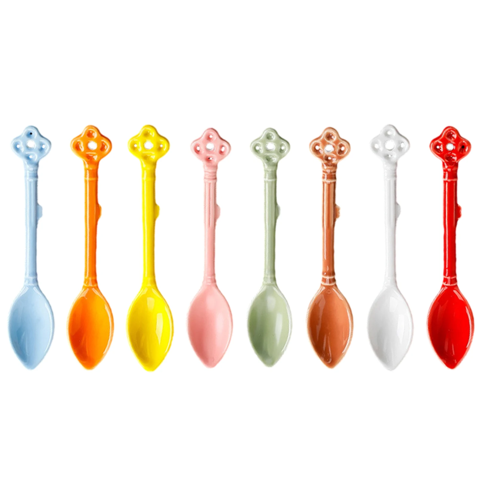 

8pcs Ice Cream Assorted Colors Tea Yogurt SauceDesserts Small CeramicAppetizers Coffee Spoons Home Kitchen Sugar