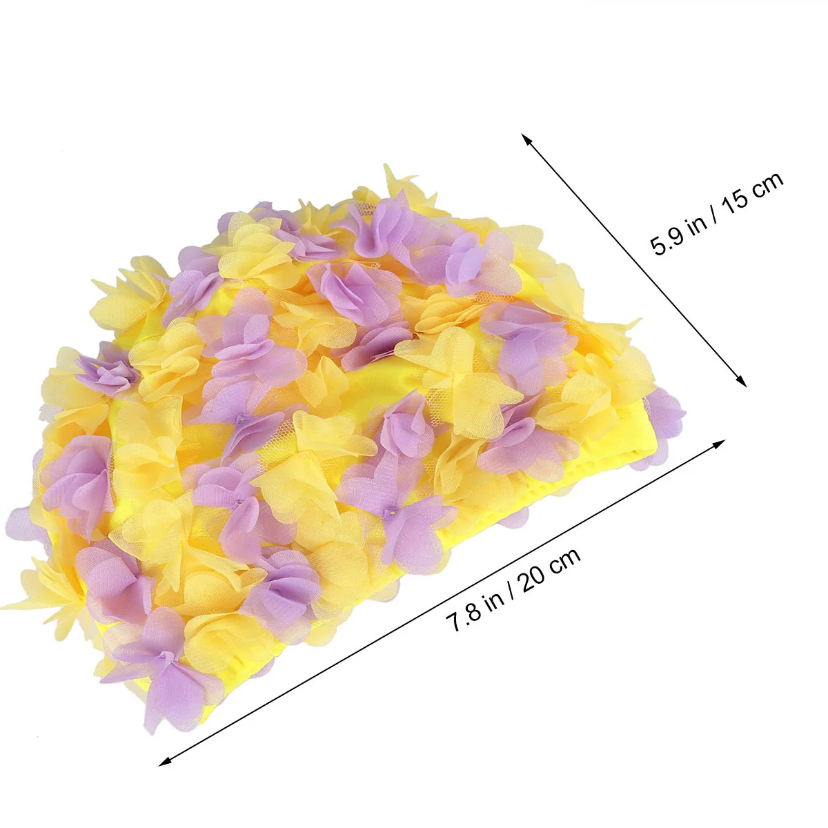 1 قطعة قبعة السباحة زهرة المرأة خفيفة الوزن ثلاثية الأبعاد الأزهار حماية الأذن قبعة السباحة مريحة موضة حمام سباحة الشاطئ الأصفر الأرجواني