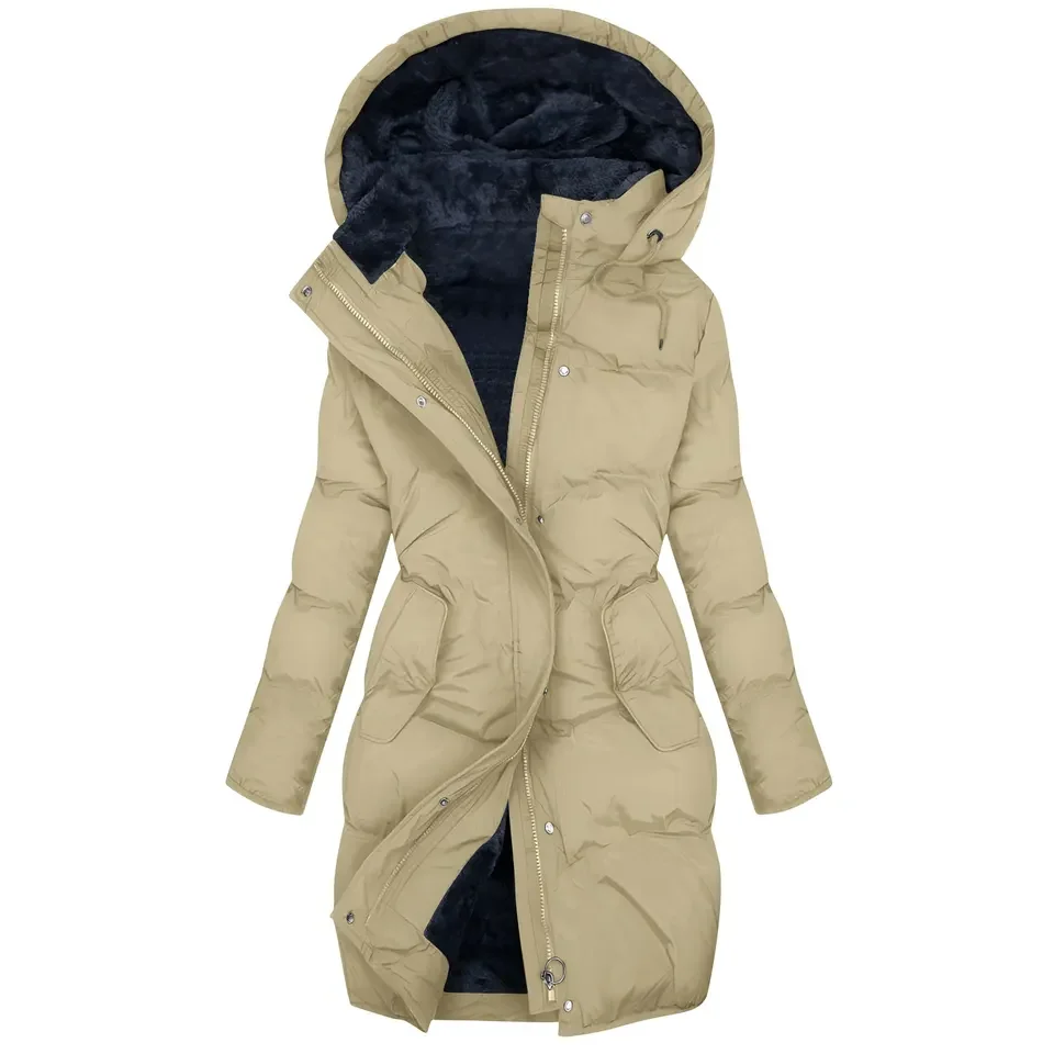 Warm Winter Coats For Women Long Windproof Down Hooded Quilted With Zipper Autumn And Winter New Coat