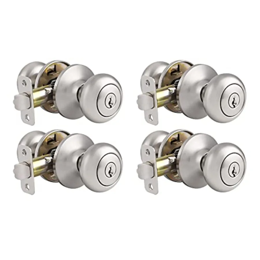 

Entry Door Knobs with Lock, Keyed Alike Interior Exterior Door Locks in Finish, Stainless Steel Modern Entrance Locksets for Be