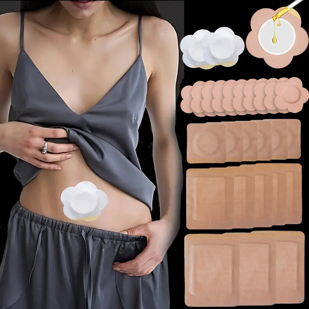 

50/30/10 шт., упаковка с касторовым маслом, одноразовые самоклеящиеся впитывающие пластыри для пупка, дышащая пленка для детоксикации, против протечек